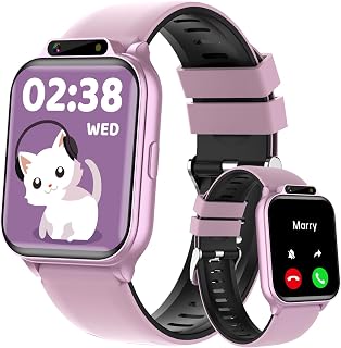 Monowul Kids Smart Watch 1.85" Fitness Tracker: Heart Rate, Sleep Monitor, IP68 Waterproof, Games, No App Needed - Pink Gift for Boys Girls