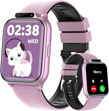 Smart Watch for Kids, 1.85" Fitness Tracker with Heart Rate, Sleep Monitor, IP68 Waterproof Smartwatches with Video Music, Pedometer, Game, NO APP/Phone, Gift for Boys Girls. (Classic, Pink)
