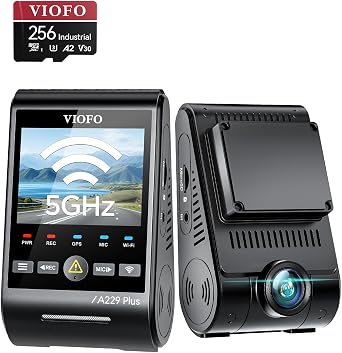 Bundle VIOFO A229 Plus 2CH + 256GB SDCard VIOFO A229 Plus Dash Cam with Dual STARVIS 2 Sensors, 2 Channel HDR, 1440P+1440P Front and Rear, Voice Control Car Dash Camera, 5GHz Wi-Fi, Ultra-Preci