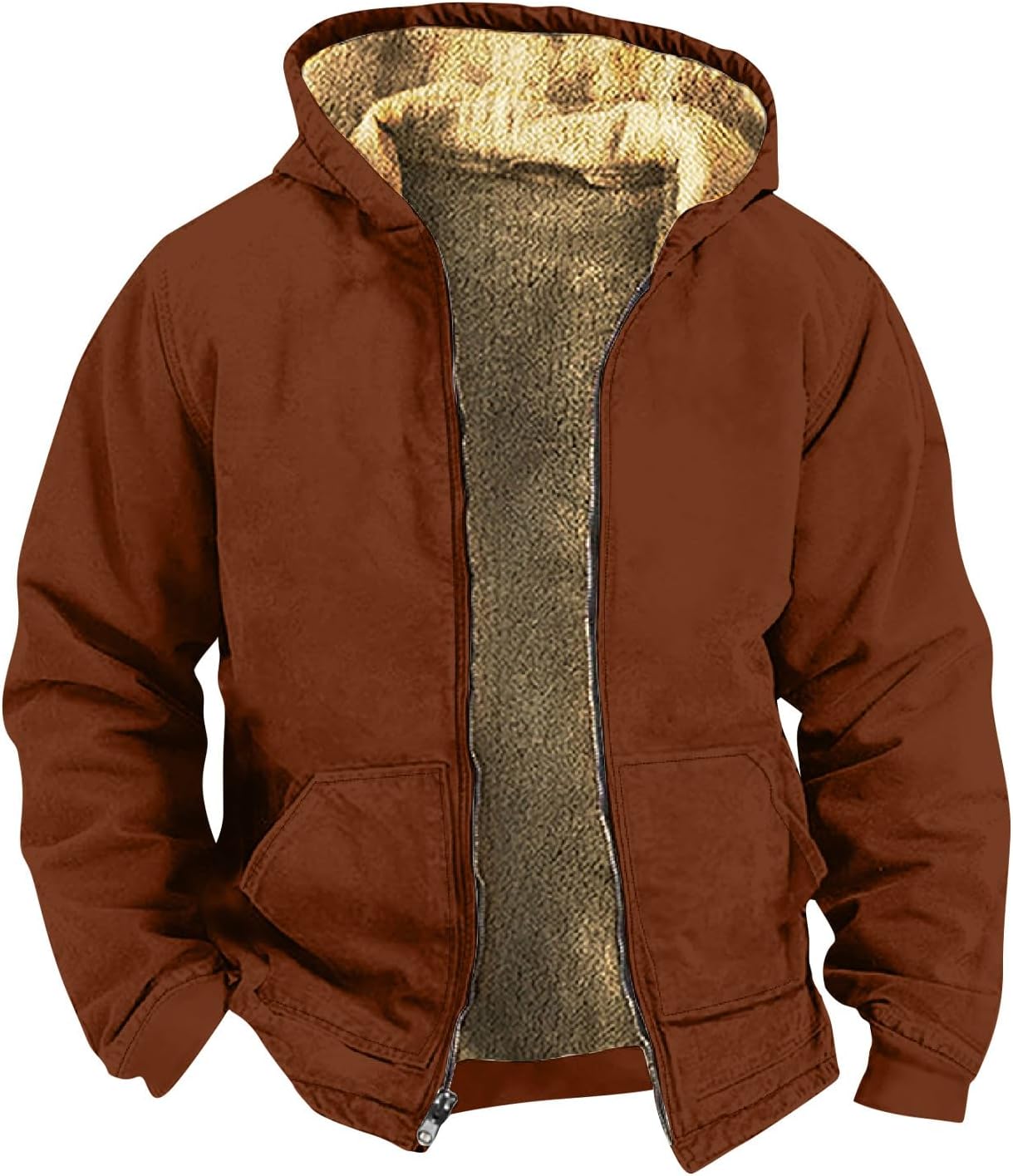 Sudadera Con Capucha Hombre JiangWu – Forro Polar Pesado, Cremallera, Bolsillos, Ideal Para Invierno