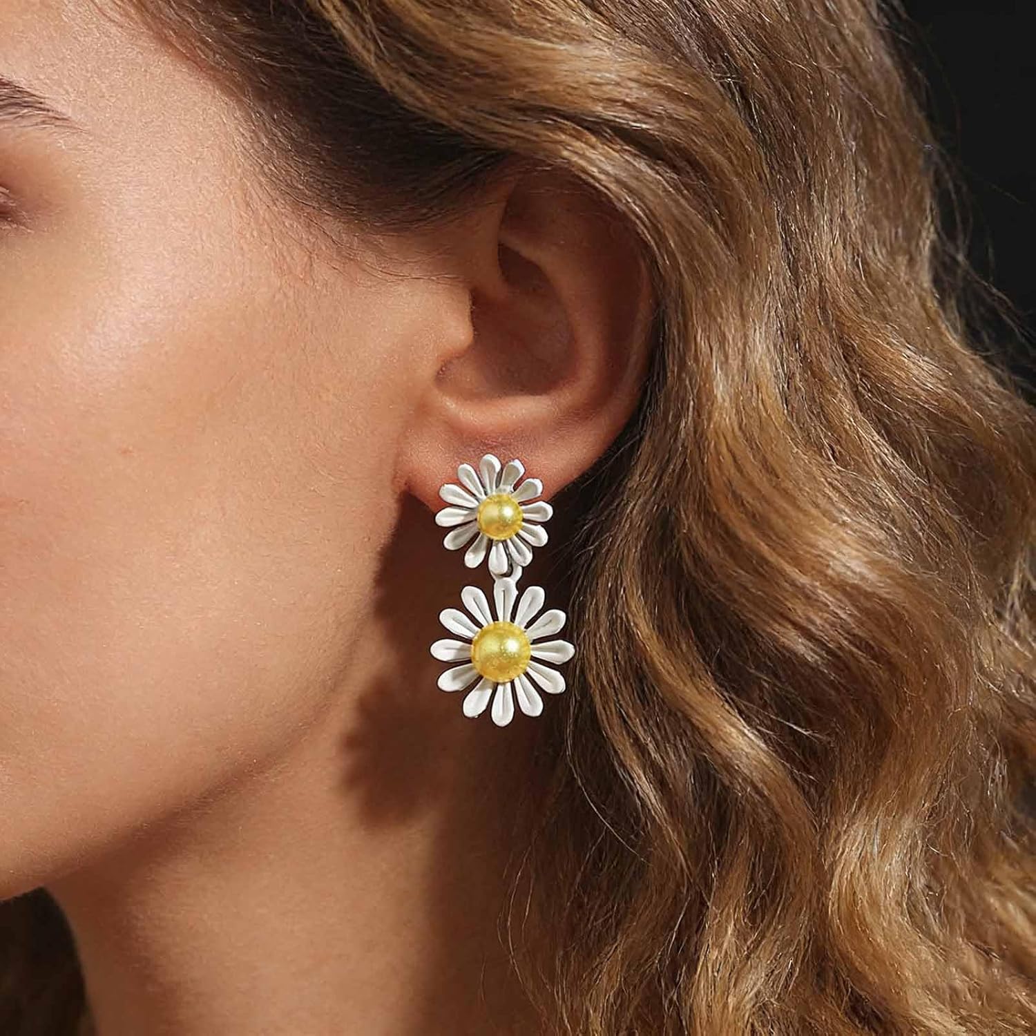 Andelaisi Vintage Sunflower Earrings Vintage Daisy Flower Earrings Sun Flower Dangle Earrings Daisy Floral Earrings Jewelry for Women - Image 3