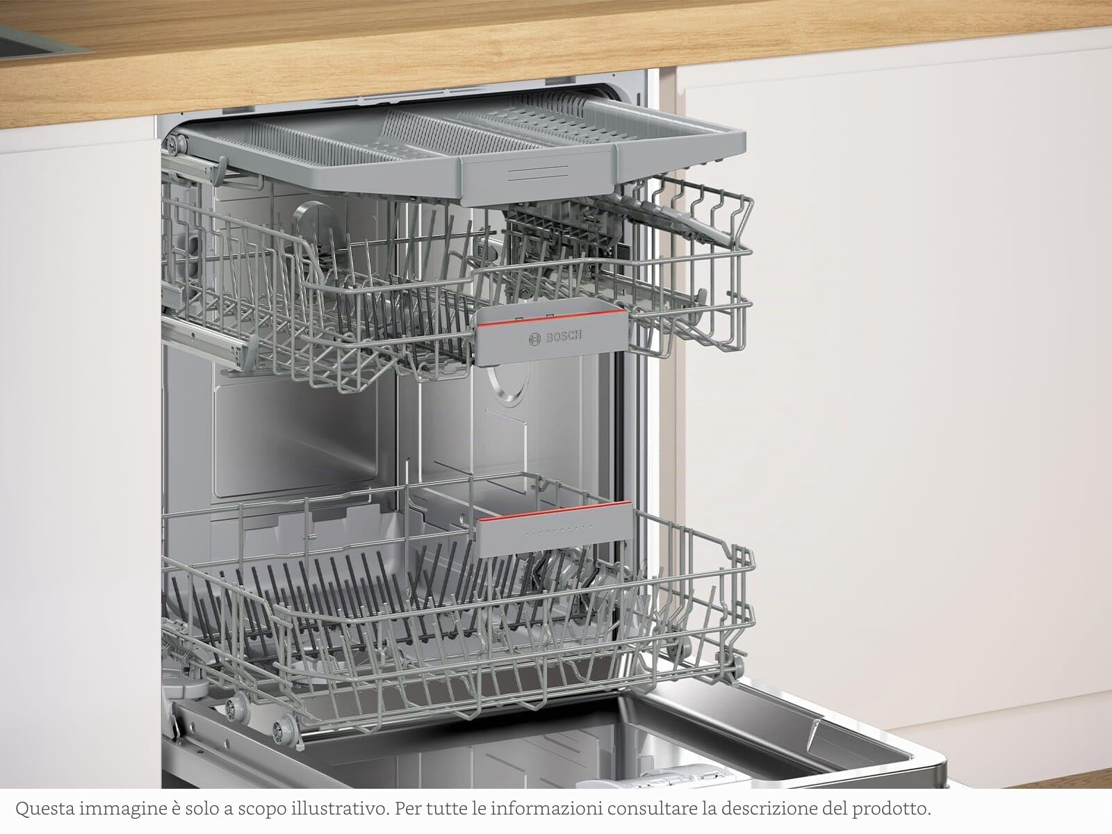 Bosch SBV4EVX08E Serie 4 Lavastoviglie Smart XXL Completamente Integrato 60 cm Cassetto Posate Lavastoviglie Lavastoviglie con Assistente Programma Molto Silenziosa Rackmatic Apertura Automatica Porta