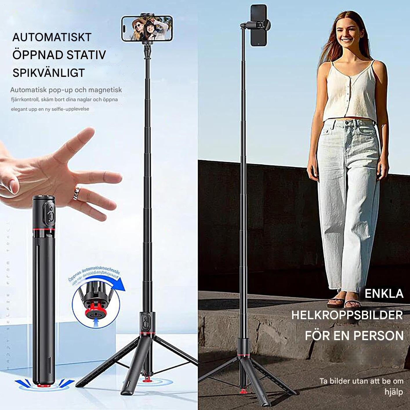 Selfie Stick Telefono Supporto Magnetico Estensibile Con Telecomando