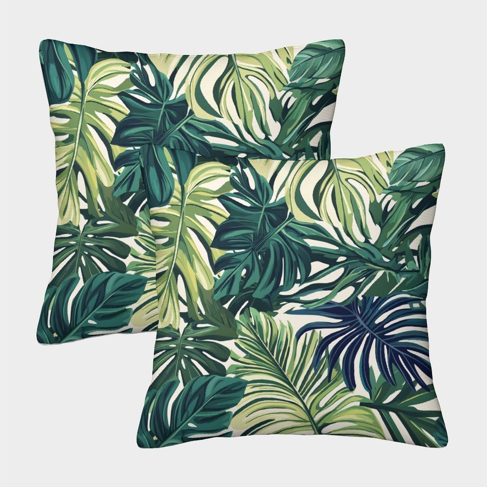 kaiyun 2 Pack Big Jungle Leaves,Plant Illustration Pillow Case 45x45cm 3D Printing Cushion Cover,home Decoration Sofa Cushion