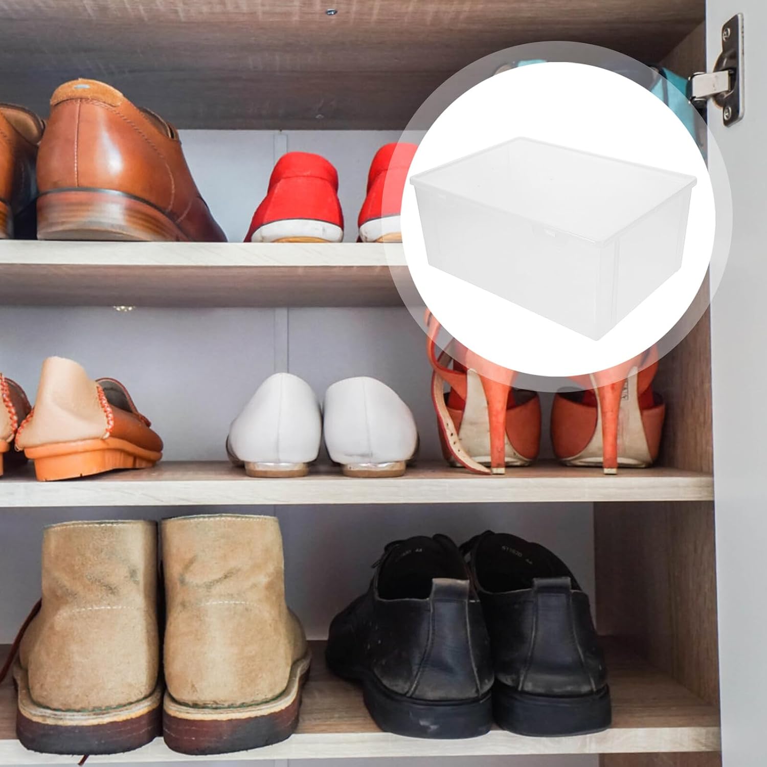 Stackable Plastic Shoe Boxes with Lids Dustproof and Moisture-resistant Shoe Organizer Storage Case for Closet Large Capacity for Sneakers and Boots