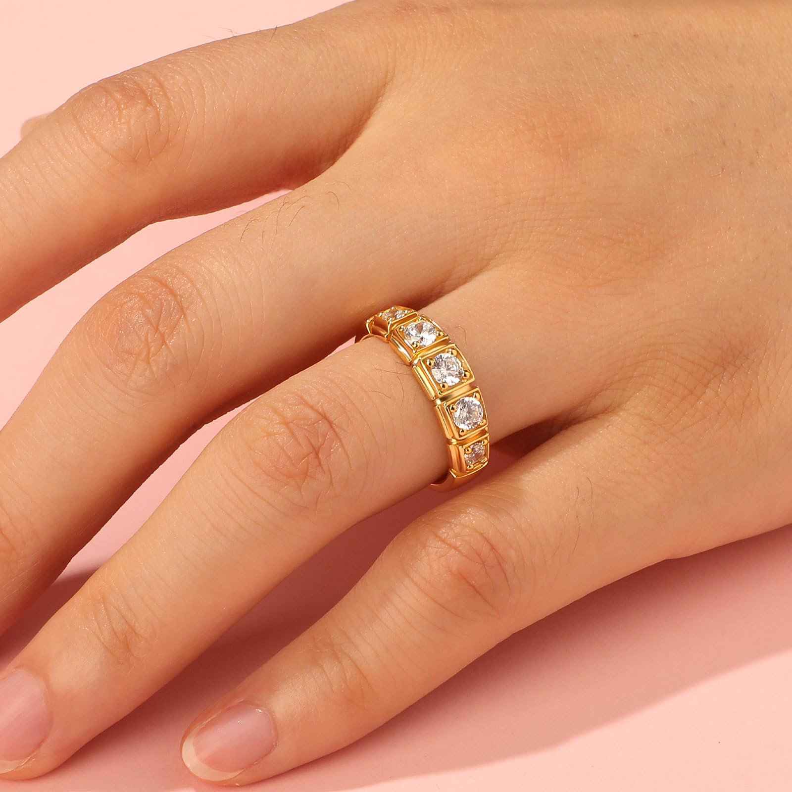 Jeulia Anello Oro Donna Argento 925 Fidanzamento Fede Diamanti Anelli Promise Fedi Anulare Anello Eternity per, Anniversario, Natale, San Valentino,Compleanno