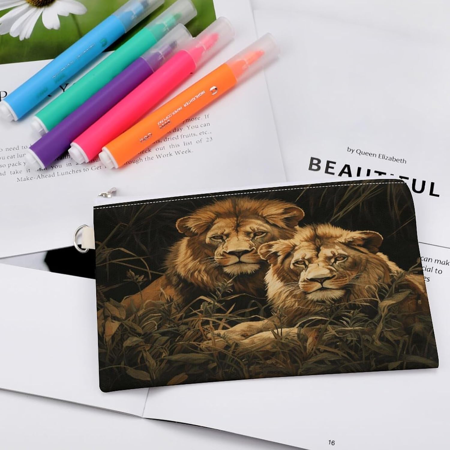 Two Lions Coin Purse Mini Coin Pocket Pouch Change Holder for Men Women Portable Change Wallet