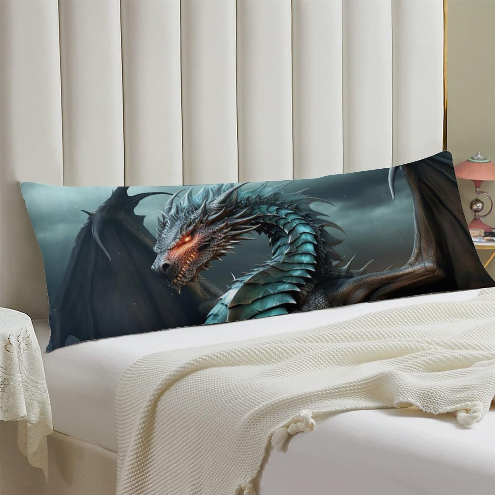Body Pillow Cover 20x54 Long Pillow Case with Invisible Zipper Breathable Microfiber Cool Dragon Pillowcase Soft Cozy Protector for Bedroom Couch Sofa Bed Home Decor All Seasons