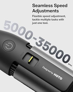 HOTO 12V Cordless Rotary Tool Kit, 35000 RPM Powerful Brushless Motor, Variable Speed, 3000mAh & LED Light, 37 Premium Accessories for 3D Printing Sanding, Polishing, Carving, Drilling& DIY Crafts