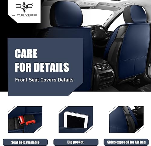 Miniatura 8 de LINGVIDO Fundas de cuero para asiento de automóvil, funda transpirable para automóvil, accesorios de cojín para automóviles y SUV, camión, juego de