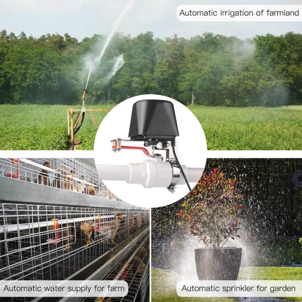 ibasenice Valvola Intelligente per Irrigazione con Controllo Vocale e Temporizzatore, in Plastica e Metallo, per Irrigazione e Irrigatori, Versione Ac220 con Controllo del Suono