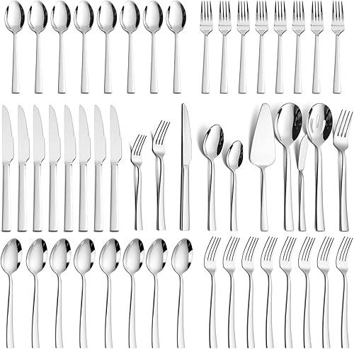 HaWare - Juego de cubiertos de acero inoxidable para 12 piezas, utensilios de cocina de acero inoxidable con mango grueso para el entretenimiento de