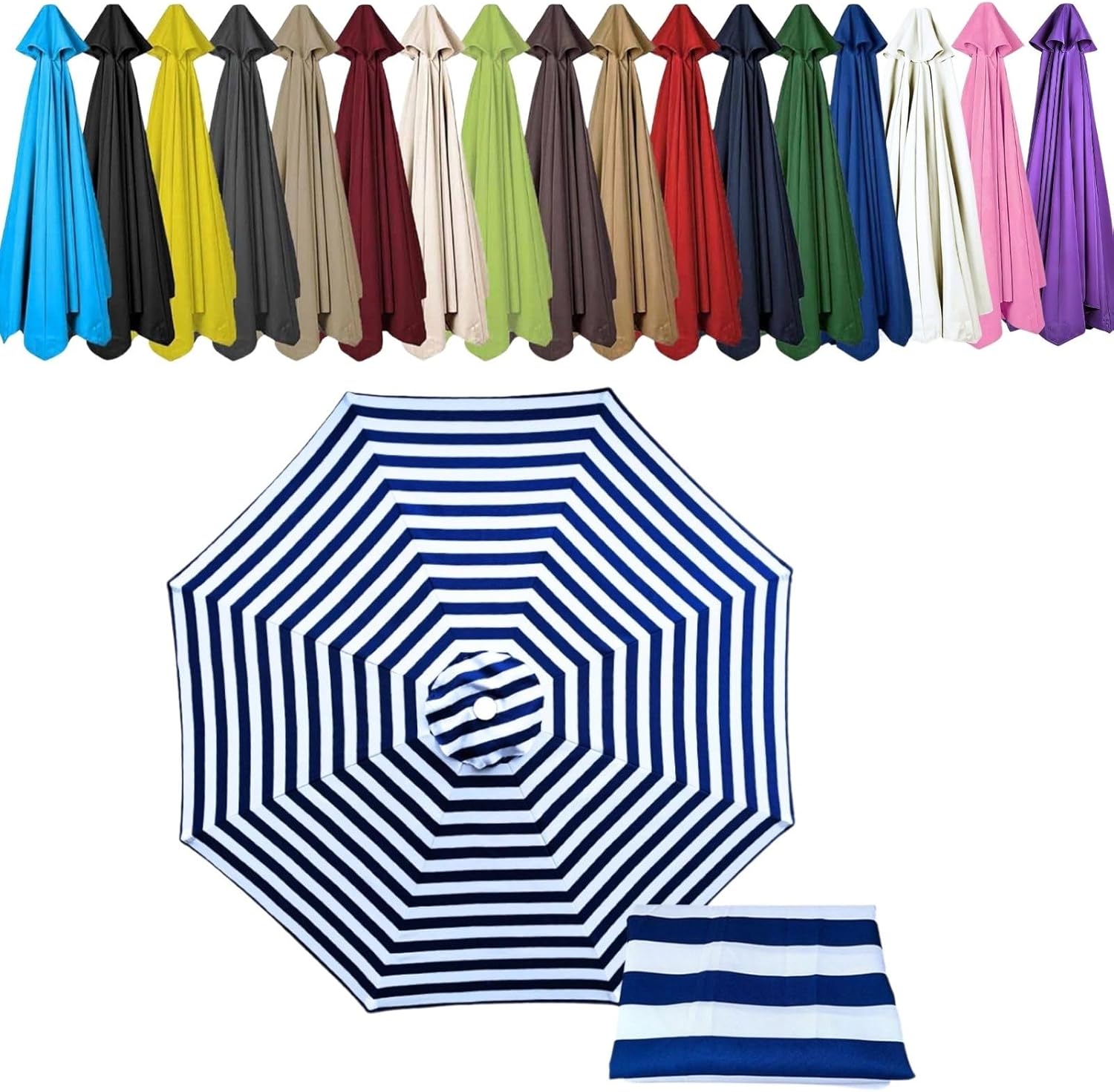 Fade Resistant Umbrella Top Replacement Canopy, 6/8Ribs Patio Umbrella Canopy Replacement Cover, 6.5-13.1ft UV Protective Cloth Parasol Canopy for Garden, Lawn, Deck(Pink,7.5FT-6 Ribs)