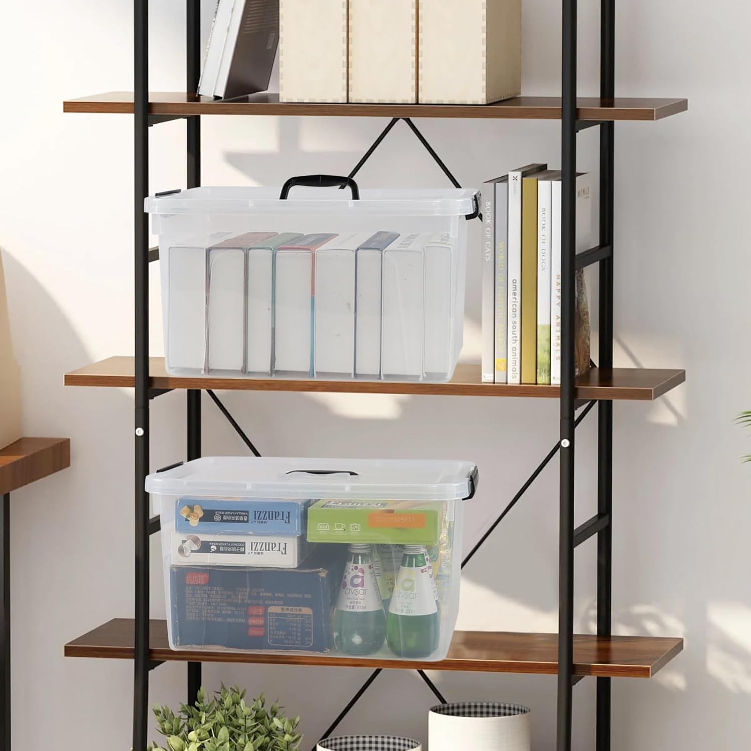 20 Quart Plastic Storage Tote with Lid, Set of 4, Clear Latching Storage Bins