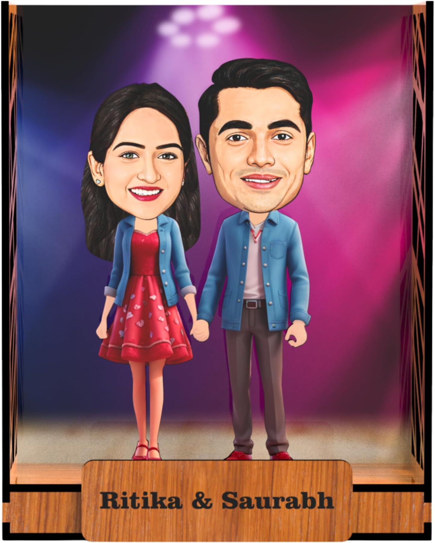 Personalized Couple Caricature Gift Custom Cartoon Photo Frame Anniversary Gift for Husband Wife Girlfriend Boyfriend Unique Romantic Gift for Couples
