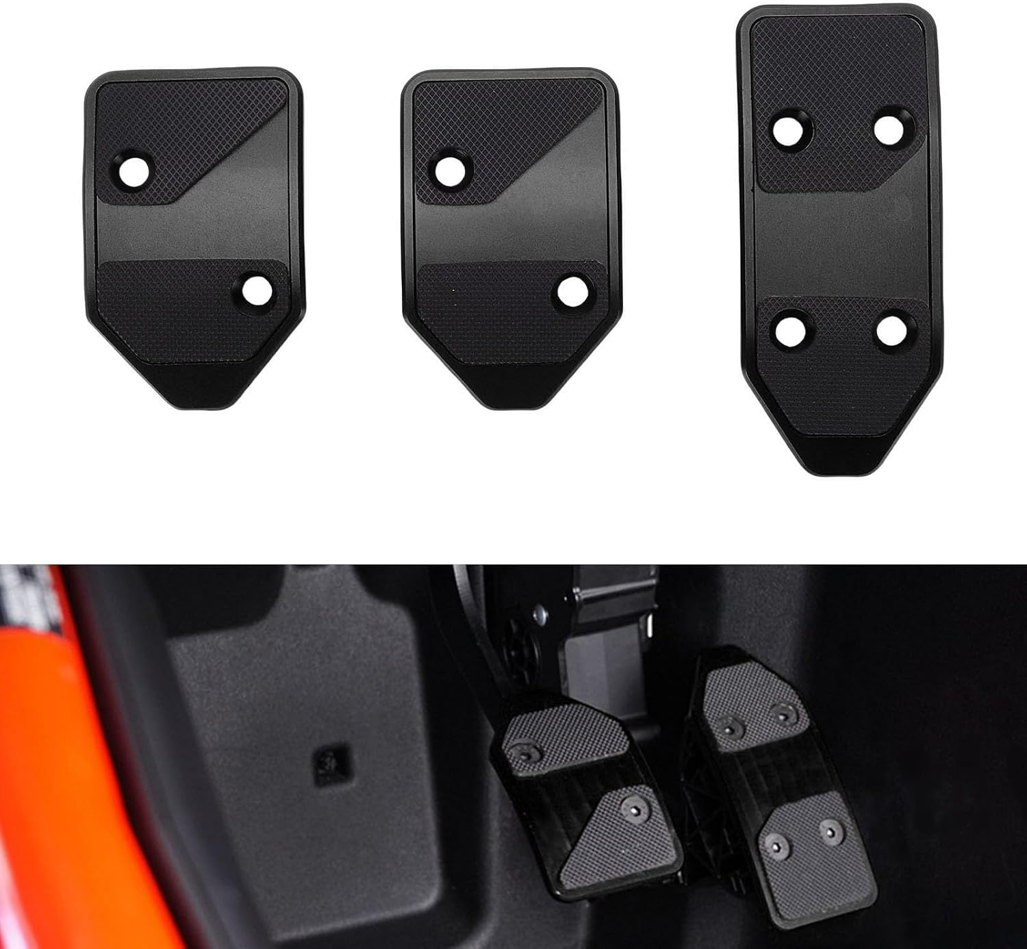 3Pcs Car Non Slip Pedal Pads Set, Aluminum Alloy Accelerator Brake Clutch Pedal Covers, Foot Pads Universal Replacement for Most Cars, Trucks (Black)