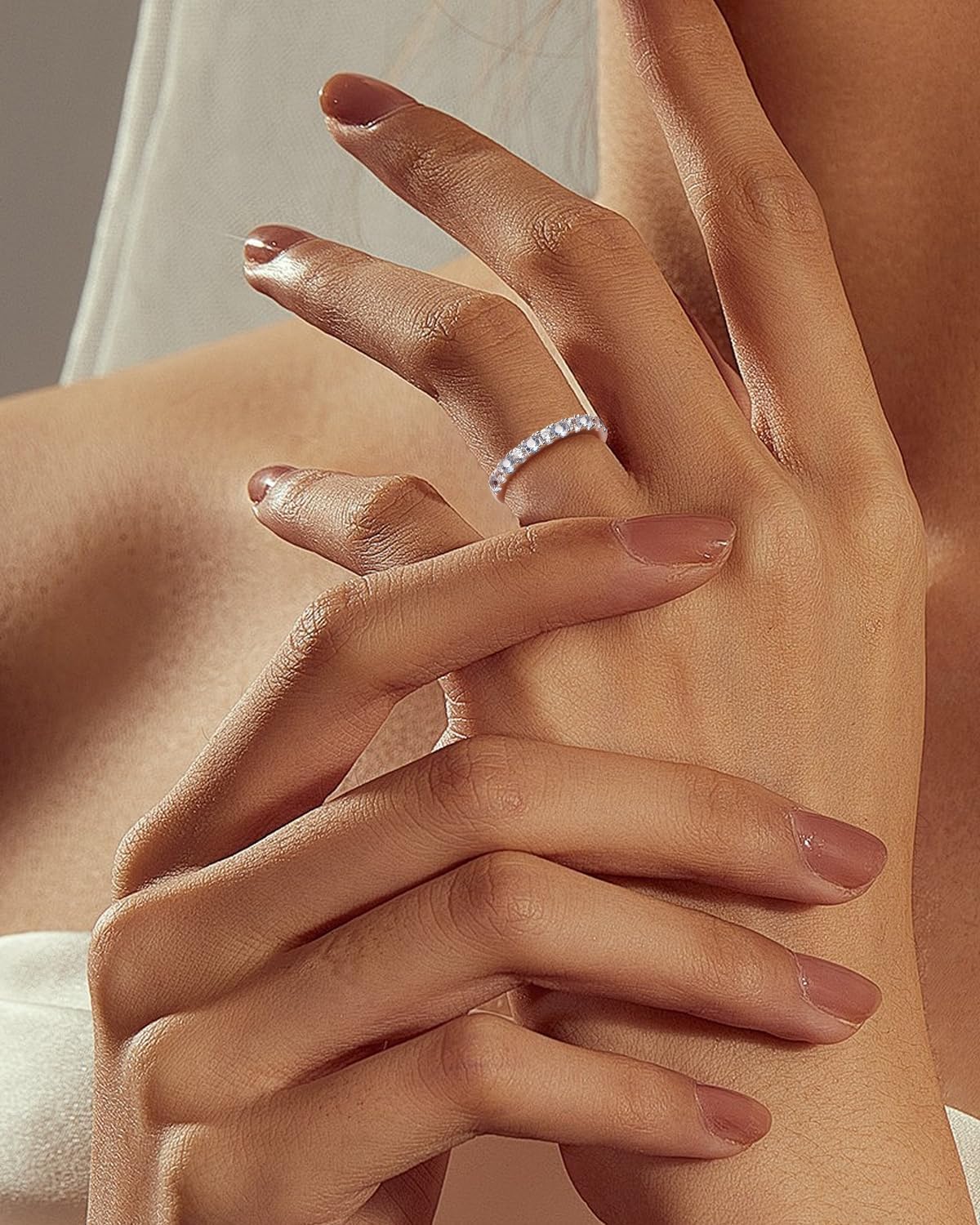 Created Ruby/Sapphire/Emerald Stackable Rings for Women 14K Gold Plated/ 925 Sterling Silver 2.2mm Wedding Band Ring (with Gift Box) - Image 3