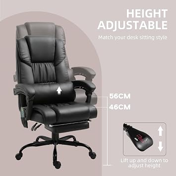 Vinsetto High Back Massage Office Chair 6 Vibration Points Remote Black