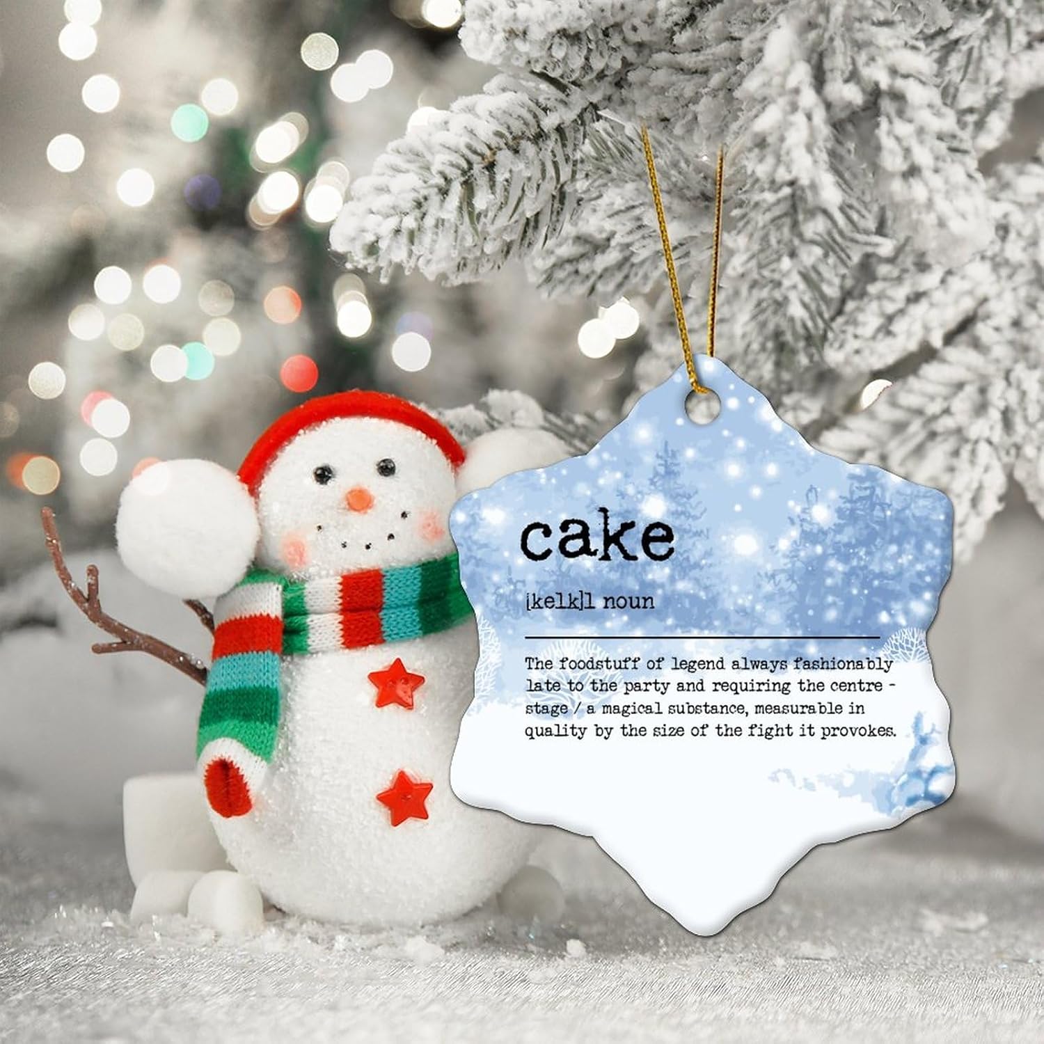 Cake Christmas Tree Decorations Funny Definition of Cake Personalized Christmas Ornaments 2023 Snow Christmas Decor Gifts for Wedding Anniversary Holiday Pendants 3 Inch