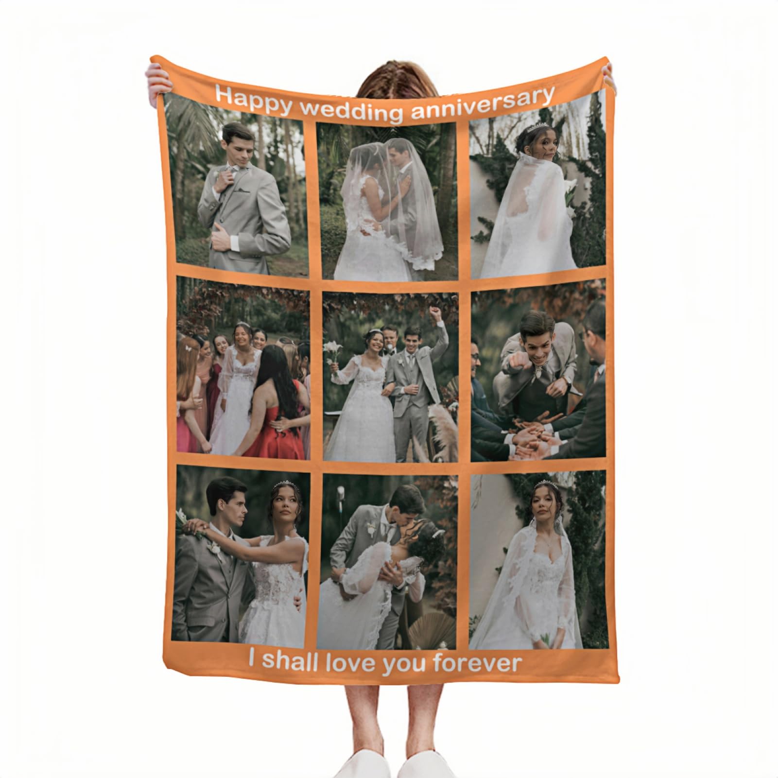 Personalized Blanket with Photo | Custom Sofa Blanket | Personalized Gifts for Mom, Dad, Couple, Family and Friends-(9 Photos)