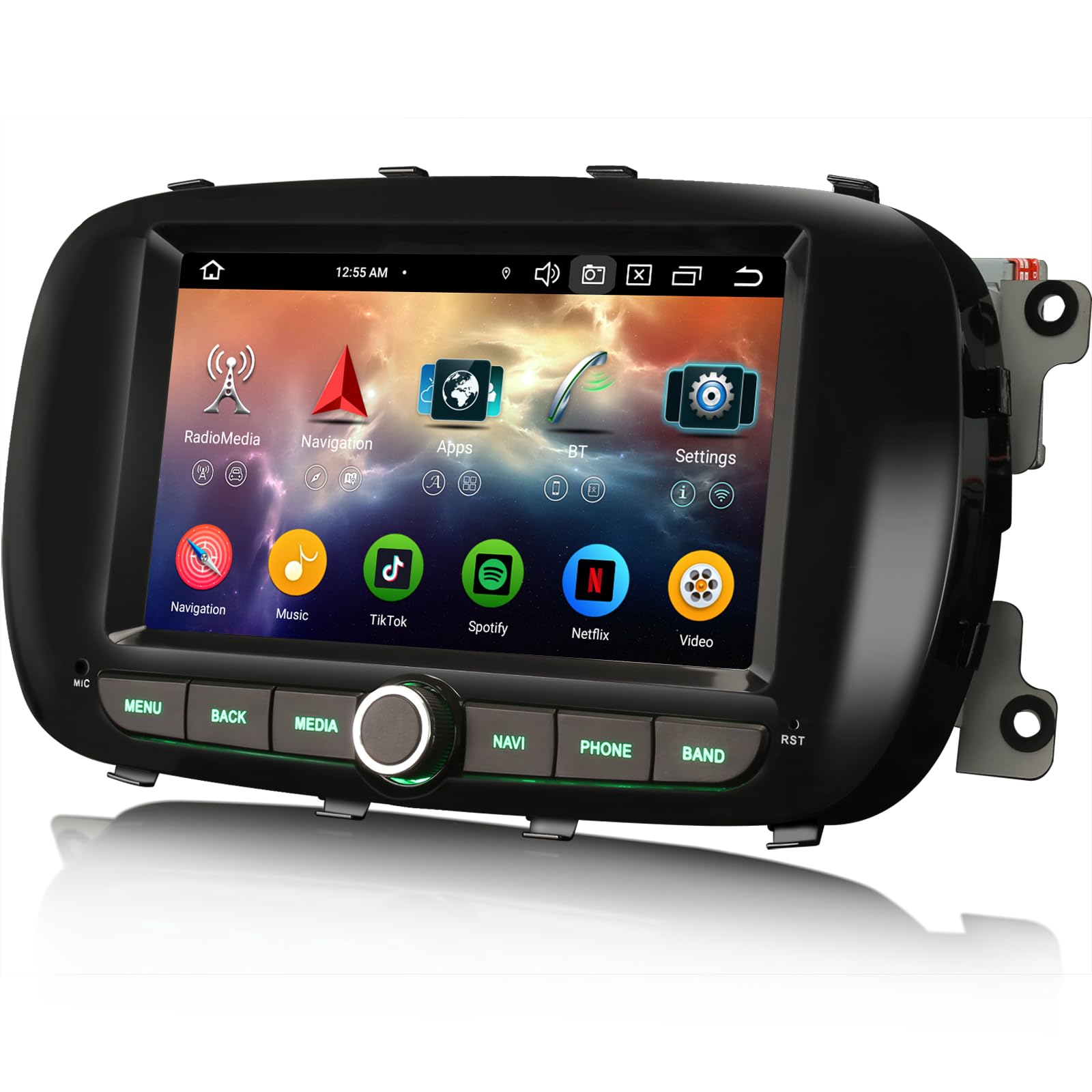 erisin 8-Core 4GB+64GB Android 14 Autoradio Bluetooth 5.0 per Fiat 500X Supporto Senza fili Carplay Android Auto GPS DSP WiFi SWC Dab+ OBD DVR Radio Navigatore IPS Schermo Tattile