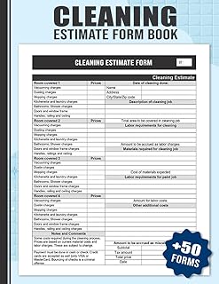Cleaning Estimate Form Book: House Cleaning Service Quote Record, Cleaning Checklist, DIY Cleaning Service business Form, Cleaning Proposal, 54 Forms, 110 Pages
