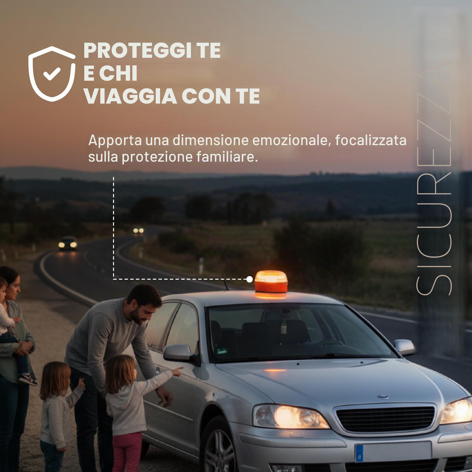 Luce di Emergenza LED V16 - Segnale Stradale ad Alta visibilità - Base Magnetica e Custodia Protettiva - Funziona con Pile AAA+ (Incluse) - 4 modalità di Luce per Sicurezza Auto e Moto