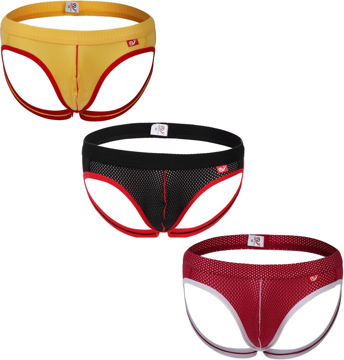 3 Pack Men's Athletic Supporter Jockstraps Underwear Stretch Low-Waist Jock strap Thongs and G-string for Men
