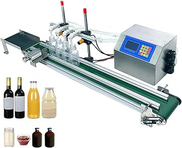 4-Head Automatic Liquid Filling Machine, 10-500ml Digital Control Filler with Conveyor Belt, 3.2 L/min, Desktop Weighing Filling Machine for Perfume Oil Water Juice/