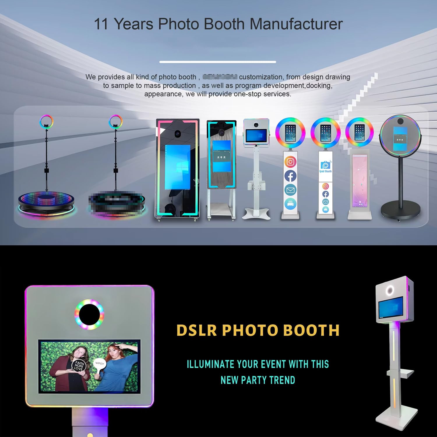 Cabina fotográfica profesional DSLR con pantalla táctil, incluye funda de vuelo y papeles fotográficos, ideal para bodas y fiestas