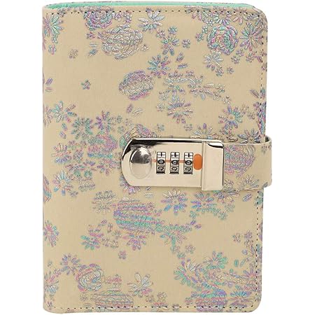 Amazon A6 日記帳 鍵付き かわいい 花柄付き Puレザー 手帳 パスワードタイプ 秘密ノート システム手帳 バイブルサイズ 6穴 バインダーノート 取り外せ可能 革製 手帳カバー 高級 中身入れ替え可能 日付なし 横書き ダイアリー スケジュール帳 自由帳 ペンホルダー