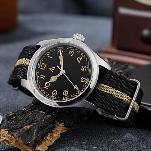TACTICAL FROG Militado Montres à Quartz pour Hommes Mouvement VH31 ML08 Double Domed Sapphire C3 Luminous 100m Waterproof Vintage Wristwatch Jaune - 3