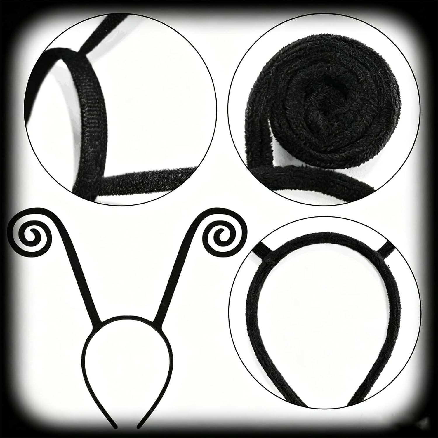 2PCS Butterfly Antenna Headband with Butterfly Lace Mask for Halloween Cosplay Costume Accessory Black, Large