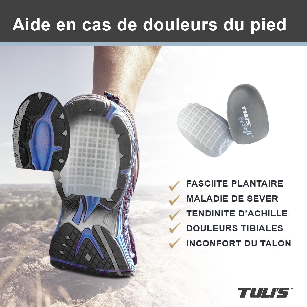 Tuli's So Soft Heavy Duty Talonnettes en Gel Moyen, 1 Paire | Amortissantes pour Épine Calcanière, Fasciite Plantaire et Douleur au Talon – Maladie de Sever