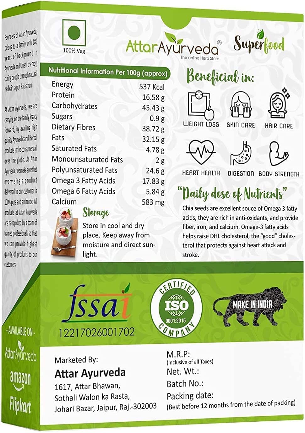 QURA Chia Samen zur Gewichtsabnahme, 1 kg