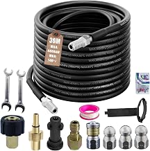 Rohrreinigungsschlauch Set 30m,kompatibel mit Kärcher k2-k7, Lavor, Bosch Hochdruckreiniger,400 Bar / 5800PSI, universal Rohrreinigungsset for Blocked Drains, Gutters & Downpipes
