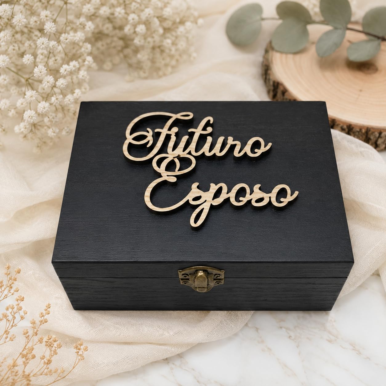 Genérico Caja para reloj negra con mensaje grabado, regalo para futuro esposo o novio
