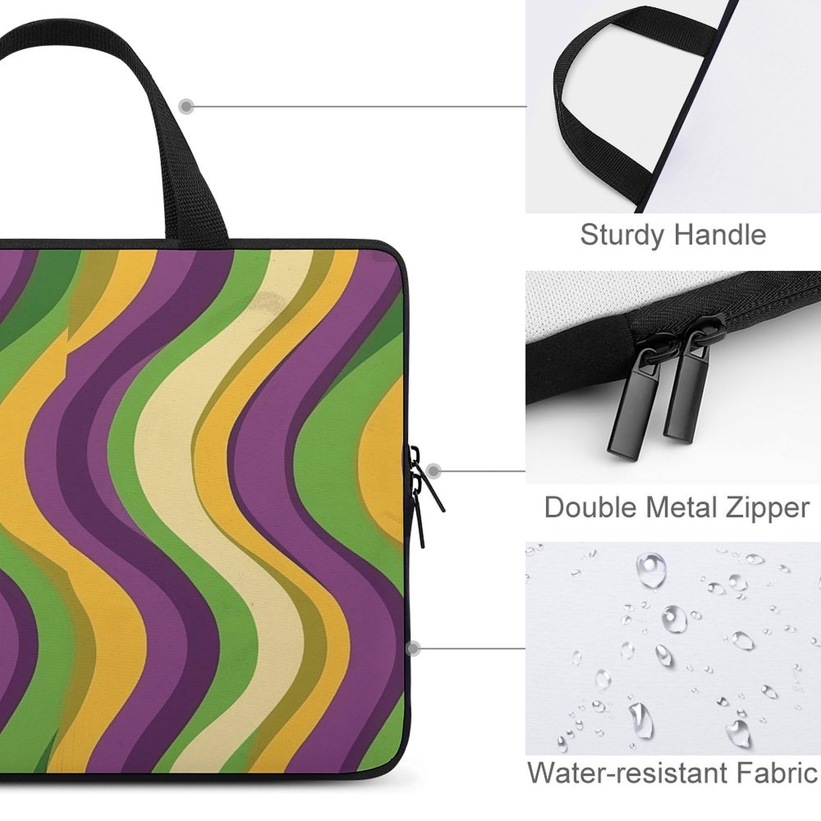 Borsa per computer portatile Borsa per computer portatile Motivo a righe ondulate Cartella stampata per Tablet Laptop Custodia da trasporto