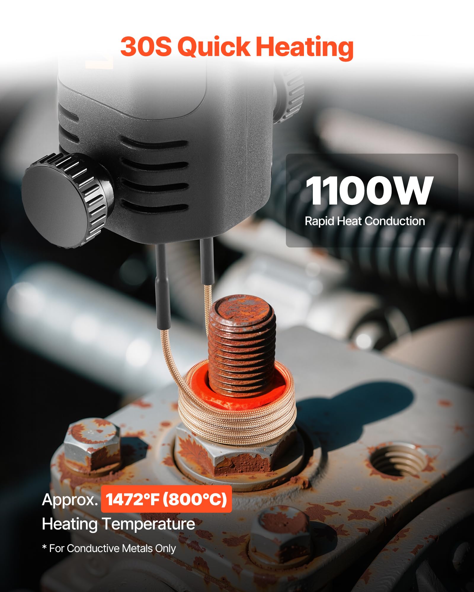 VEVOR Rimozione Bulloni Riscaldatore a Induzione, 1100 W 230 V, Strumento Portatile per la Rimozione di Dadi, Mini Macchina Riscaldante per la Rimozione di Viti Arrugginite, con 3 Bobine