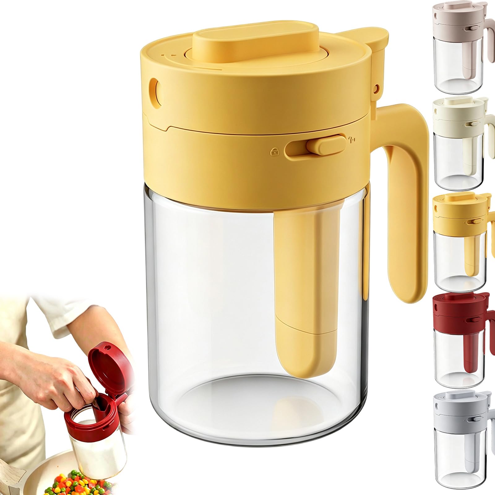 Mondpfote Yellow Spice Jars, Seasoning Jars, Spice Containers With Spoon Functional For Access Condiment Shaker For Salt Sugar Pepper (Yellow)