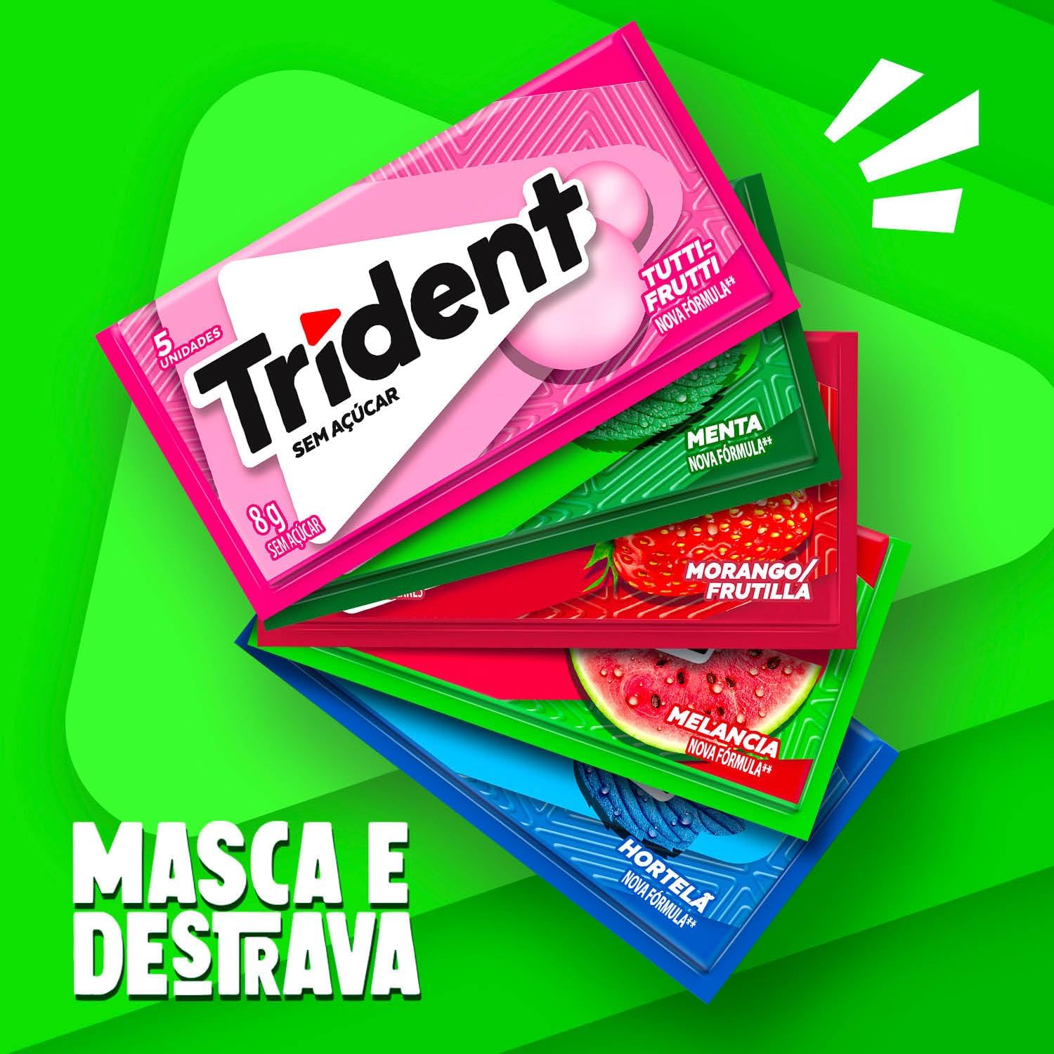 Chiclete Trident Tutti-frutti Sem Açúcar - Caixa com 21 unid. de 8g
