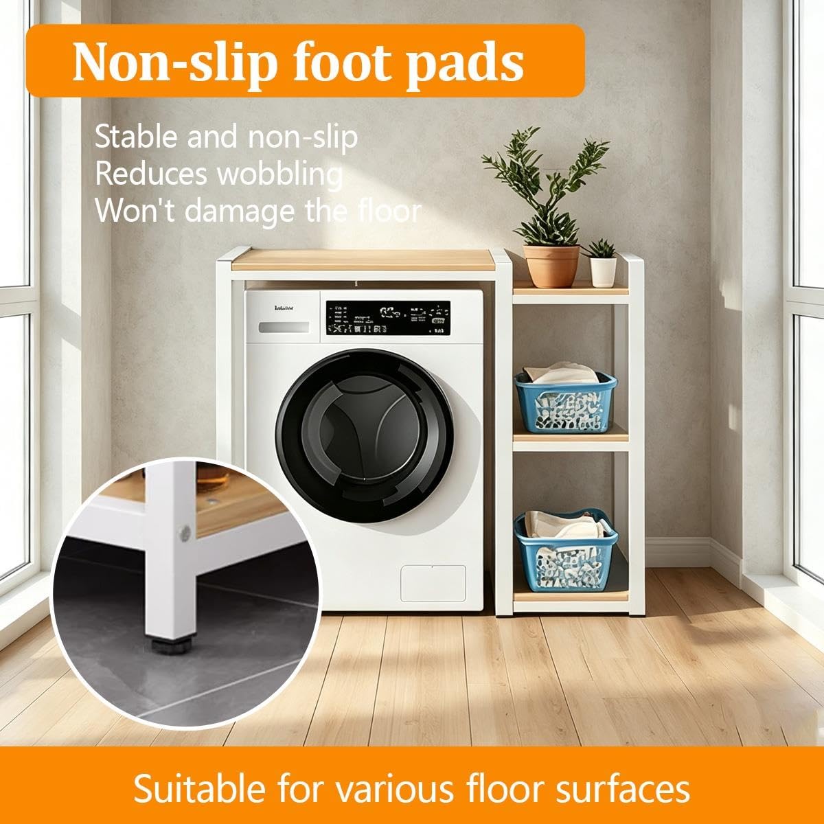 Mueble para lavadora y secadora, 3 niveles regulables