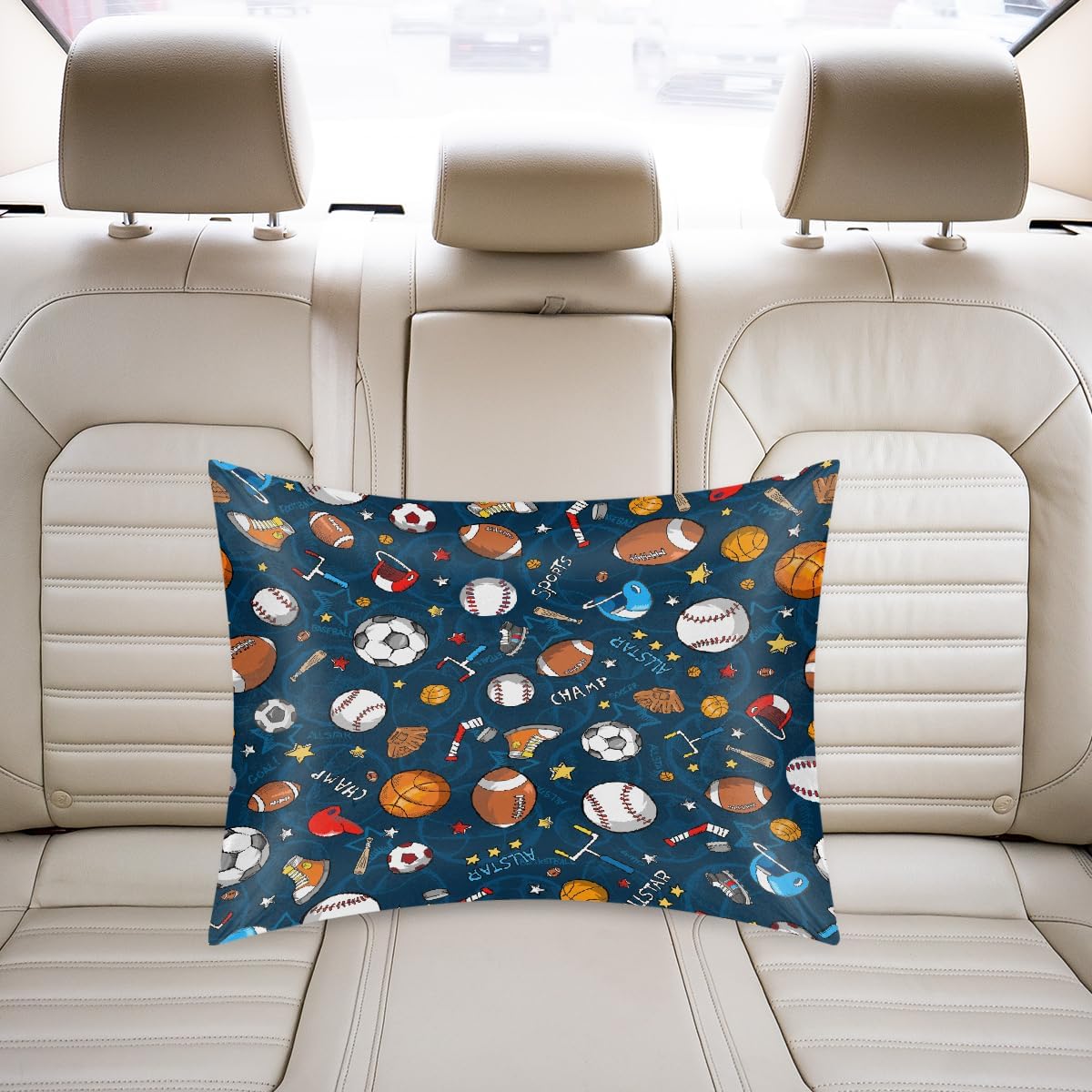 Satin Pillowcase for Hair and Skin Cartoon Baseball Football Sport Soft Silk Pillow Case with Envelope Closure Cooling Pillow Cases Slip Standard Size Pillow Cover for Women Men Kids Boys Girls 20x26