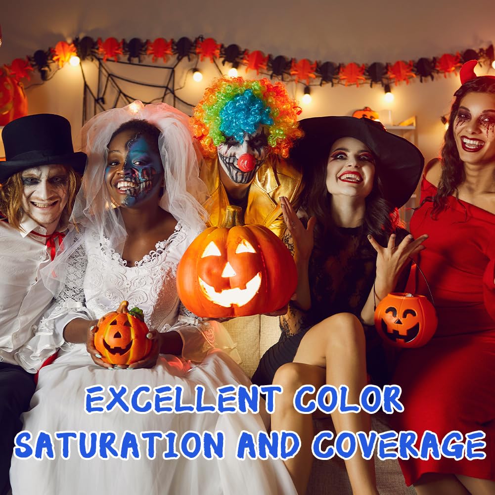 AOOWU Makijaż na Halloween, 6 kolorów, farba do ciała, Halloween, makijaż dla dzieci, zestaw do makijażu twarzy czaszki, karnawał, zestaw do makijażu SFX, zombie, wampira, cosplay, 10 g