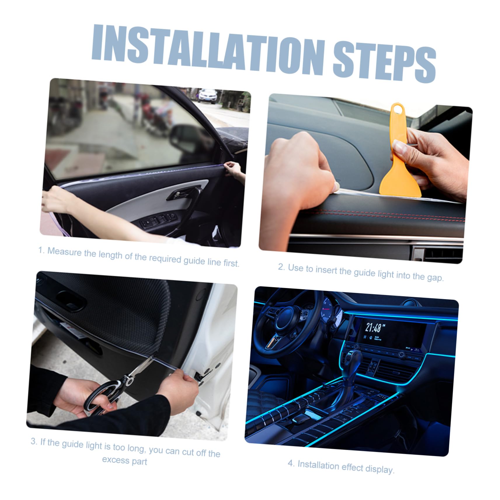 Luces LED Interiores del Coche 5v USB Azul de Resina Flexible