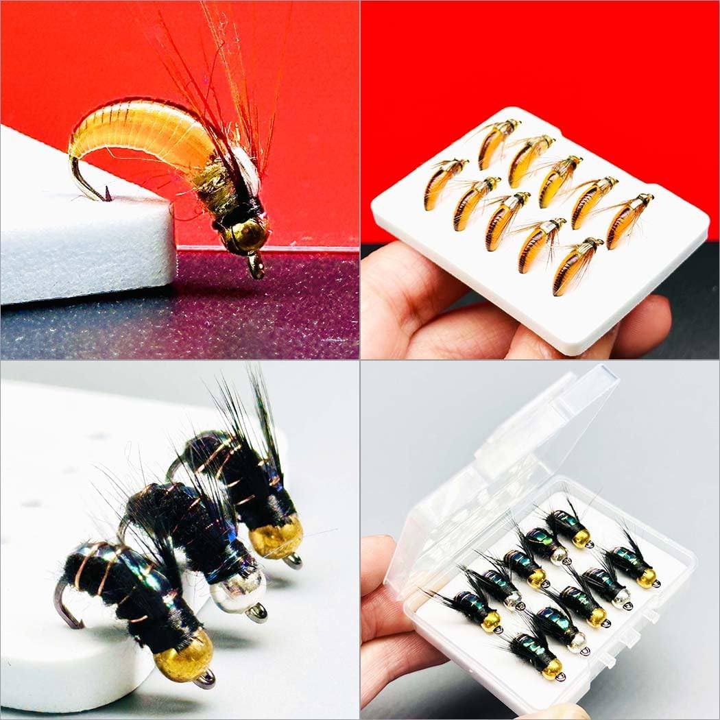 2 Box Bundle(Total 20Pcs Flies) Fly Fishing Flies for Bass Trout Pike Salmon Handmade Fishing Bait Artificial Insect Fishing Lure