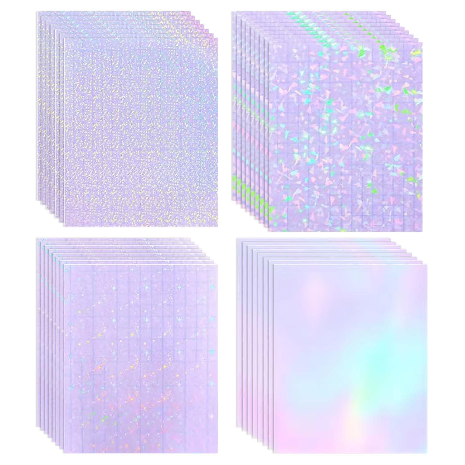 32 Sheets Holographic Clear Vinyl Sticker Paper, for DIY Crafts