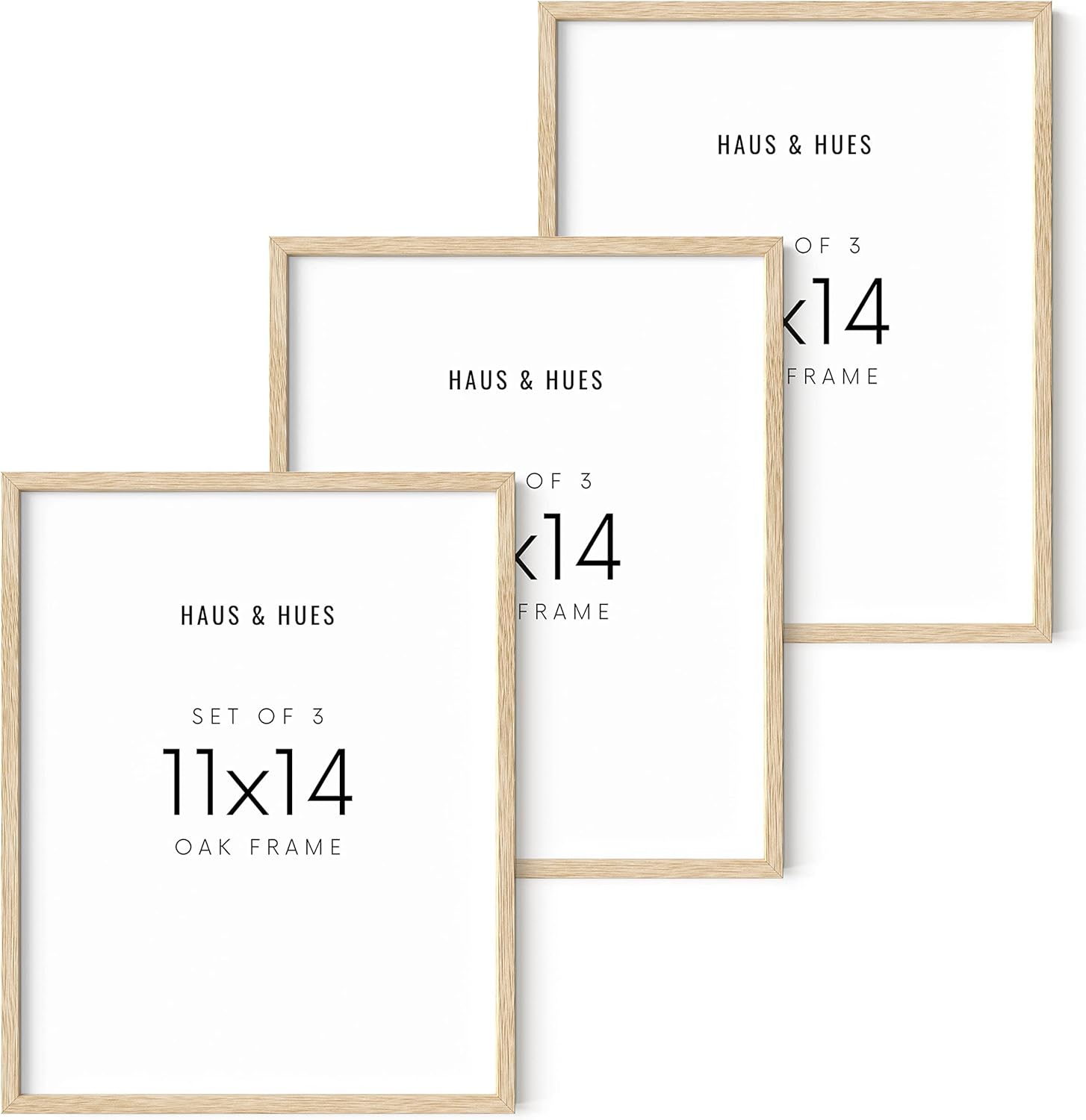 HAUS AND HUES 11"x14" Beige Oak Wood Frames Set of 311x14 Wood Frame, 11x14 Picture Frame Wood