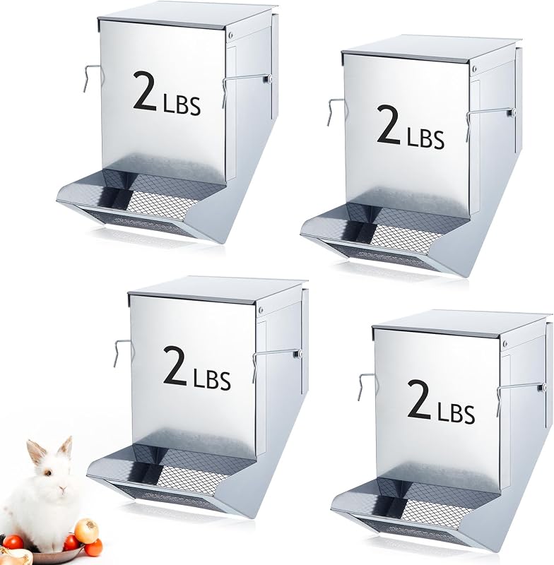 Comedouro Automático para Coelhos e Pequenos Animais em Metal Maxcheck Prata, 4 unidades