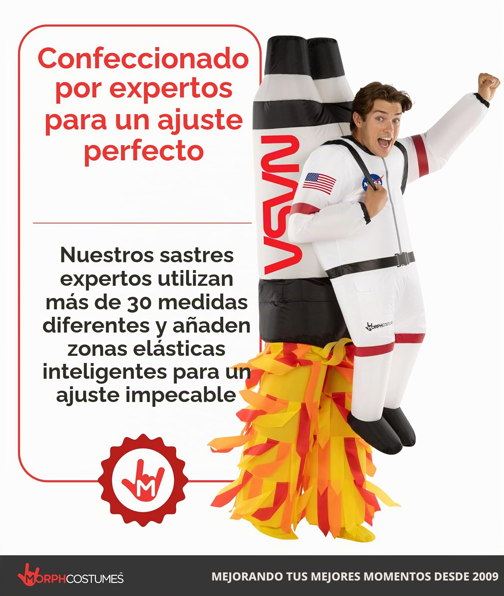 Morph Disfraz Astronauta Inflable, Traje Espacial para Fiestas, Halloween y Eventos, Talla única